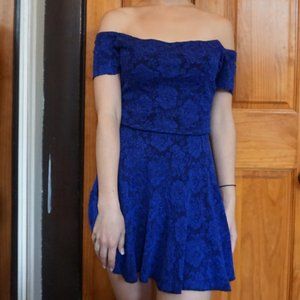Reformation Blue Off-Shoulder Mini Dress